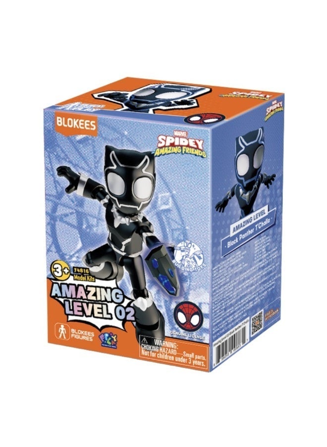 BLOKEES Marvel Spidey Amazing Friends Black Panther Building Kit | Amazing Level 02 T’Challa Action Figure | STEM Construction Toy for Kids & Collectors | Licensed Superhero Model Kit - Image 4
